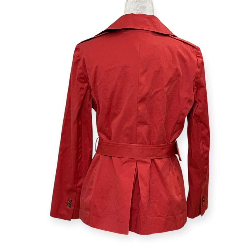 Brooks Brothers 346 Red Cotton Belted Short Trench Coat Size 8 - Picture 3 of 10